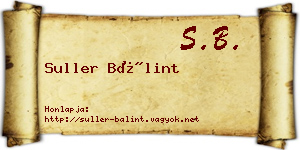 Suller Bálint névjegykártya